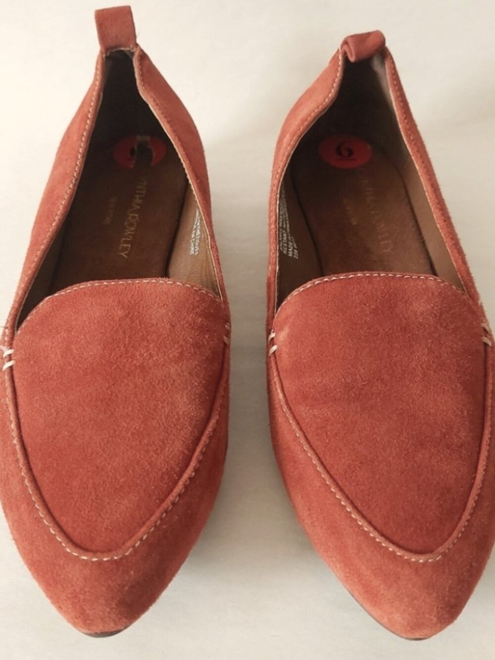 Cynthia Rowley Women Pointed Toe Leather Suede Loafers Size 6 Paprika Red Earthy